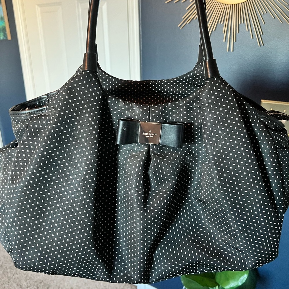 Kate Spade Nylon Black Polka Dot Diaperbag